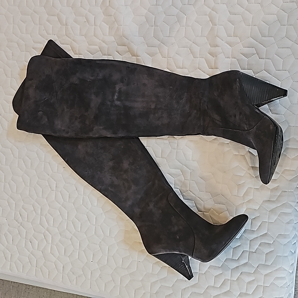 Sexy thigh high suede leather boots